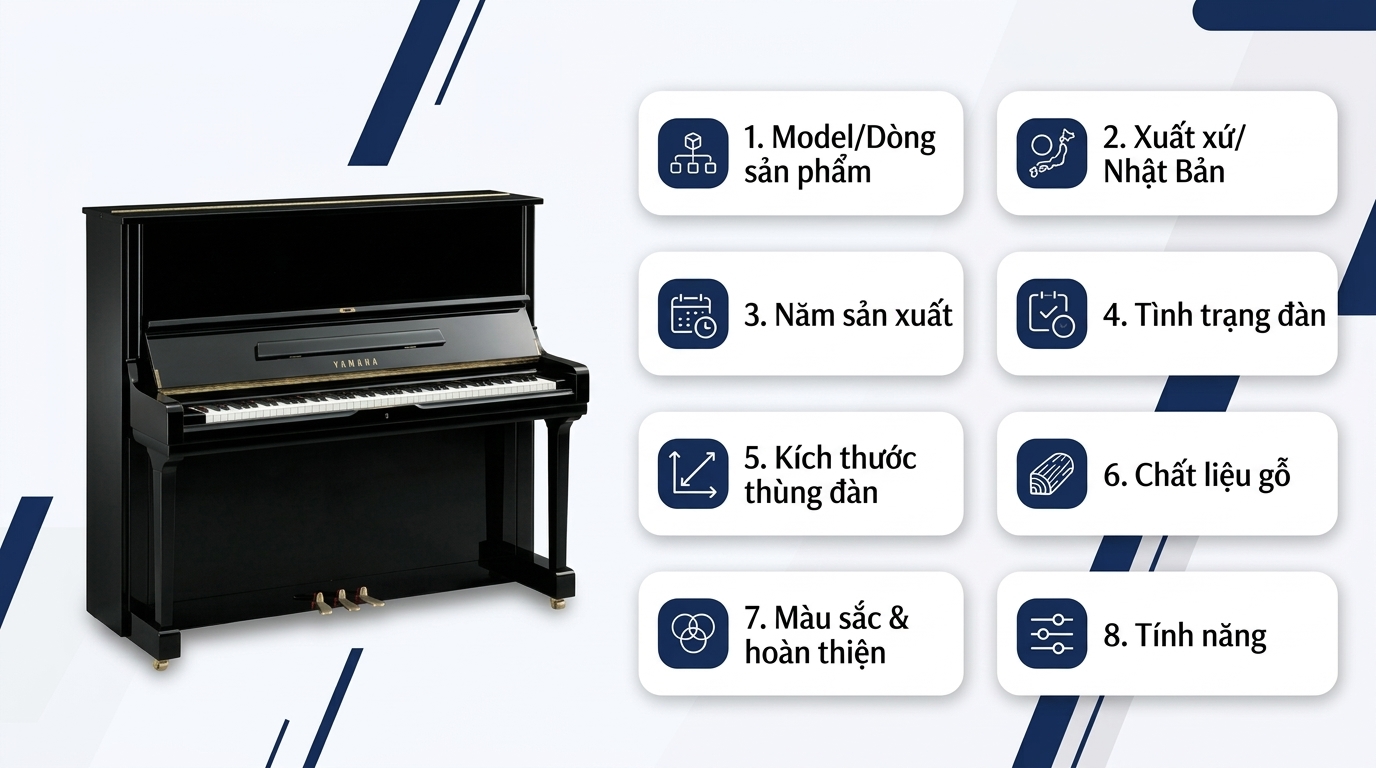 Những ti&ecirc;u ch&iacute; tạo n&ecirc;n mức gi&aacute; đ&agrave;n piano cơ Yamaha